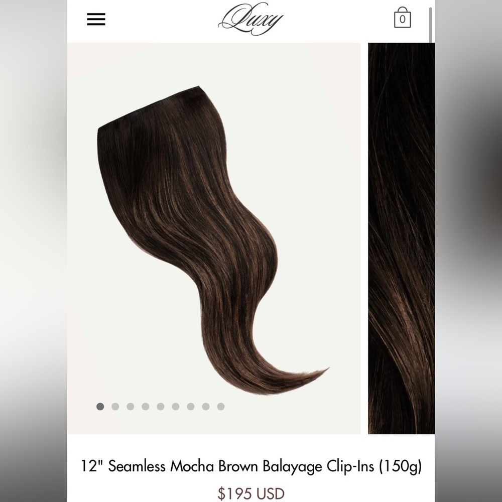 Luxy 12” Mocha Brown Balayage seamless extensions